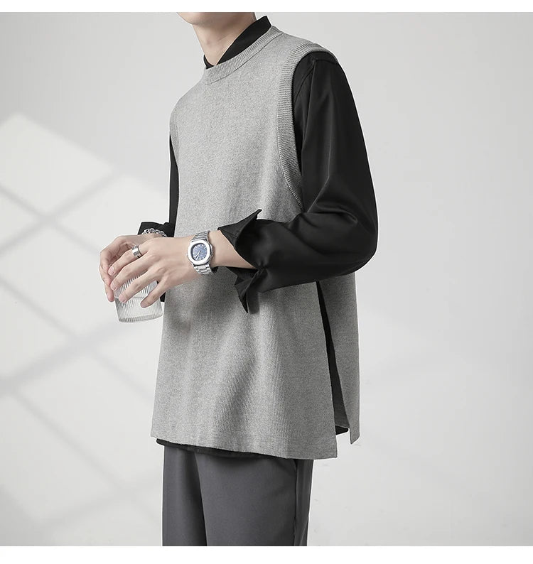 Slim Fit Sweater Vest Men Warm Fashion Casual Knitted Pullover Men Korean Loose Sleeveless Sweater Mens Jumper Clothes M-3XL Street King Limited