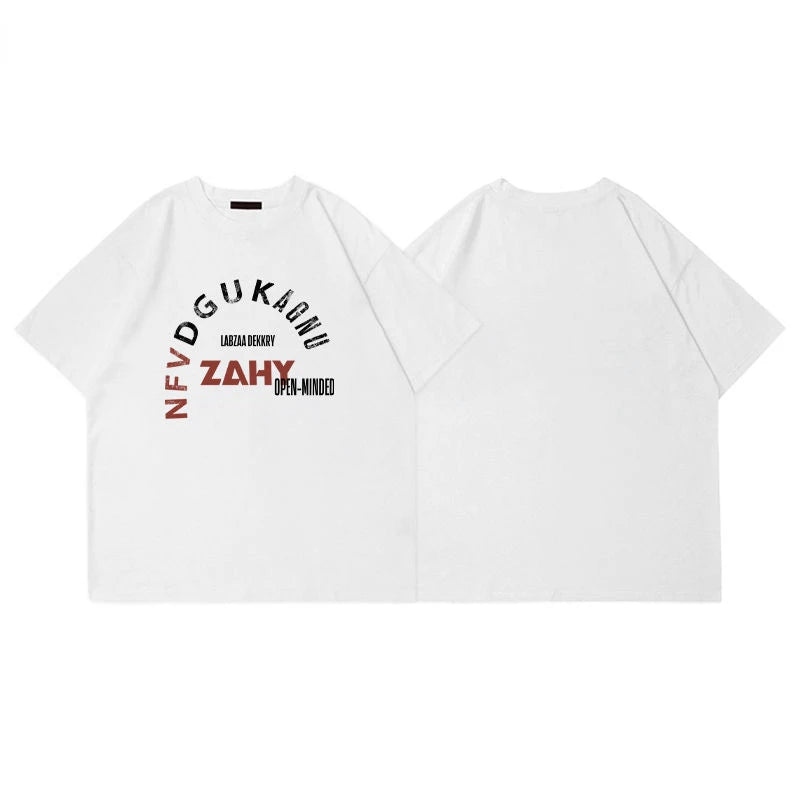Trendy Korean Style Personalized Ins Creative Letter Printed T-shirt Summer Men's Y2K Street Casual Half-sleeved Round Neck Top Street King Limited