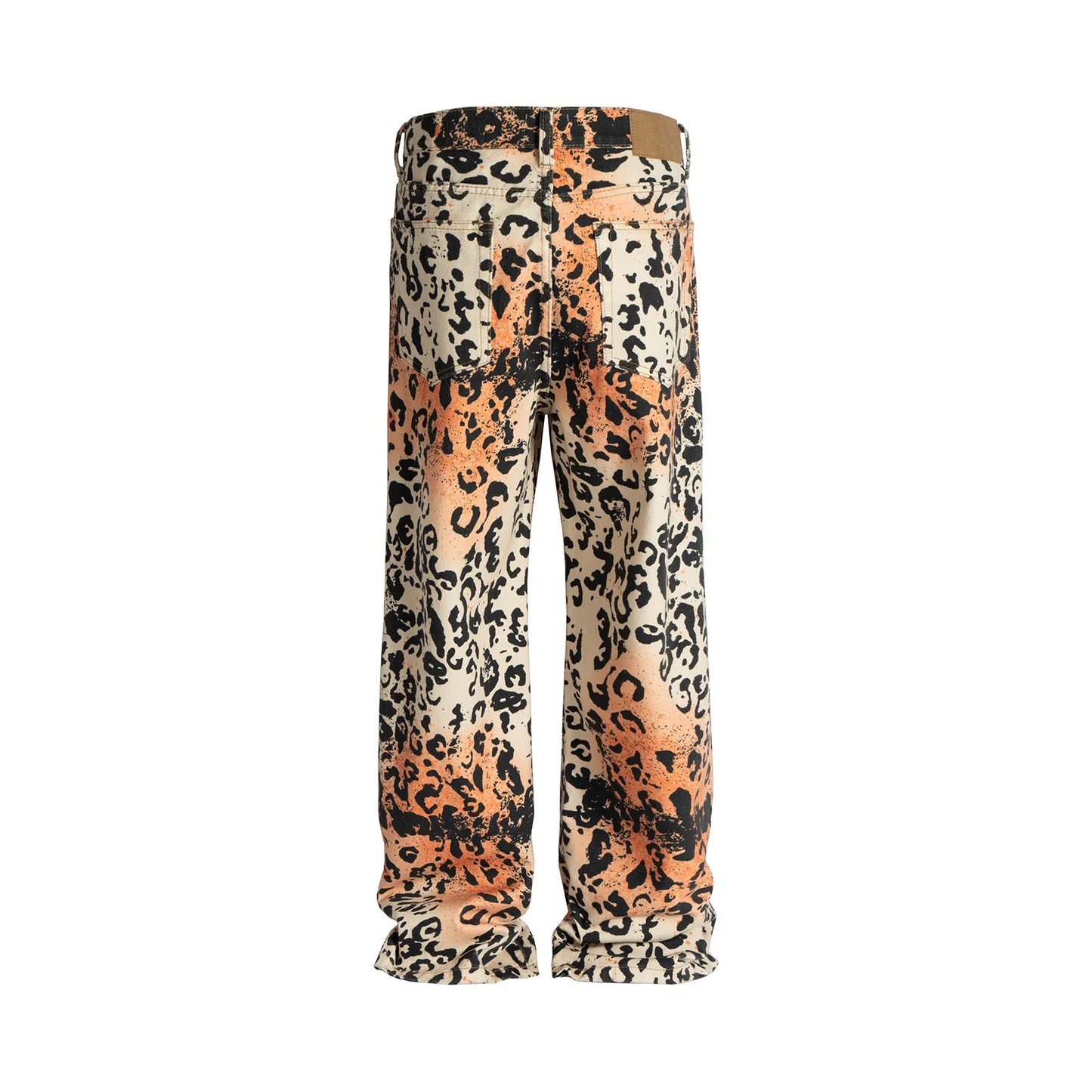 Vintage Leopard Patchwork Straight Baggy Jeans Pants Mens Streetwear Pockets Casual Unisex Denim Trousers Loose Cargo Pants Street King Limited
