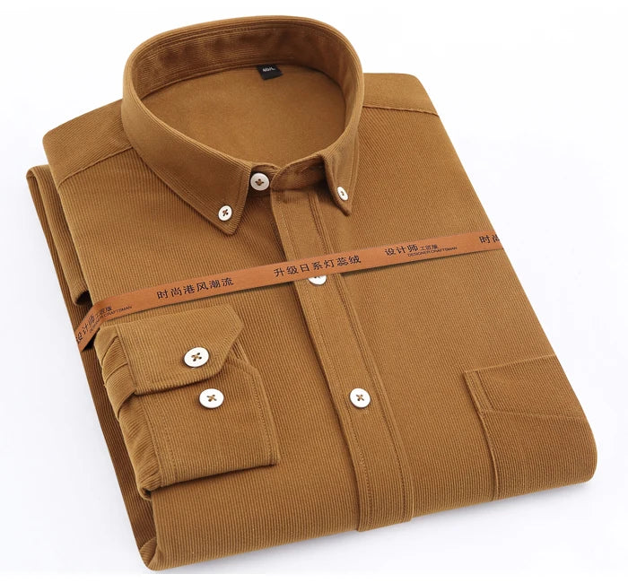 Streetwear Japan Style Mens Fashion Long Sleeve Corduroy Shirt Single Patch Pocke Japan Style Mens Fashion Long Sleeve Corduroy Shirt Single Patch Pocket Comfortable Work Casual Standard Fit Button Down Shirts Fashion Sweater Jacket With Graphic Design For Men