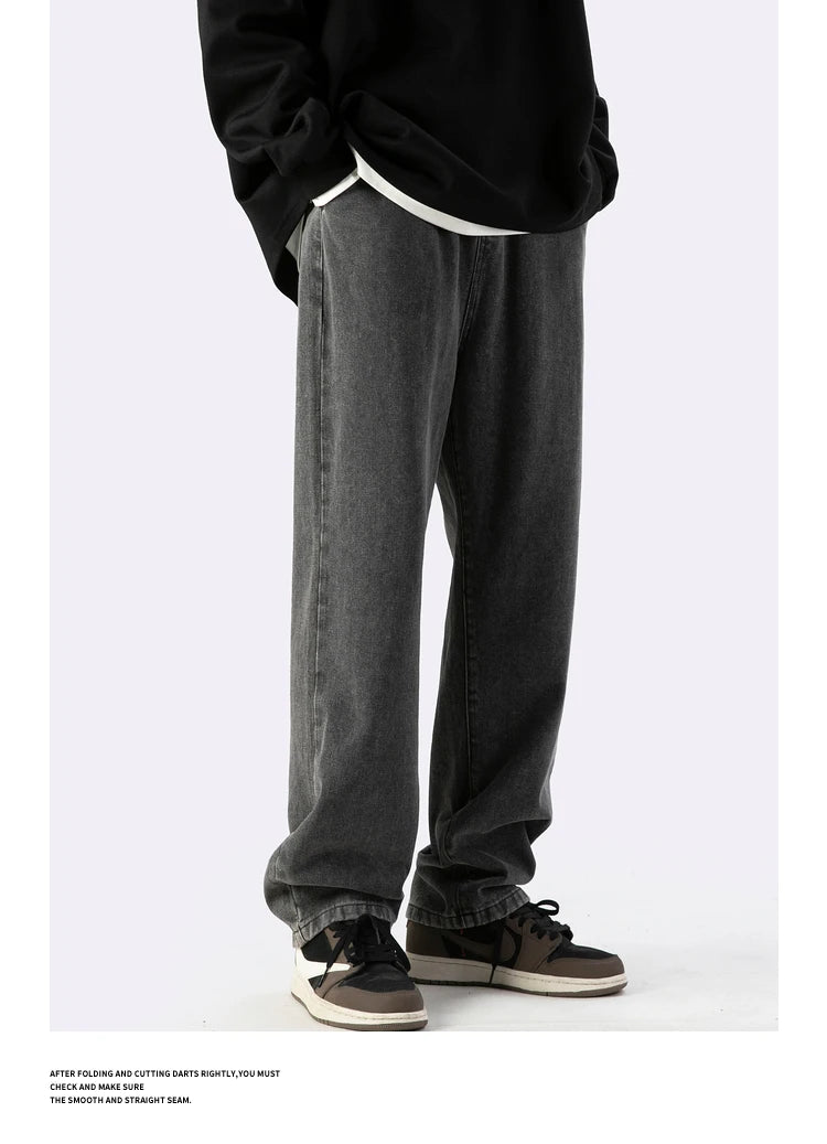 fashion loose streetwear denim basic pants unisex casual zipper jean pant hip hop trousers joggers men straight jeans traf homme unique joggers style 1398