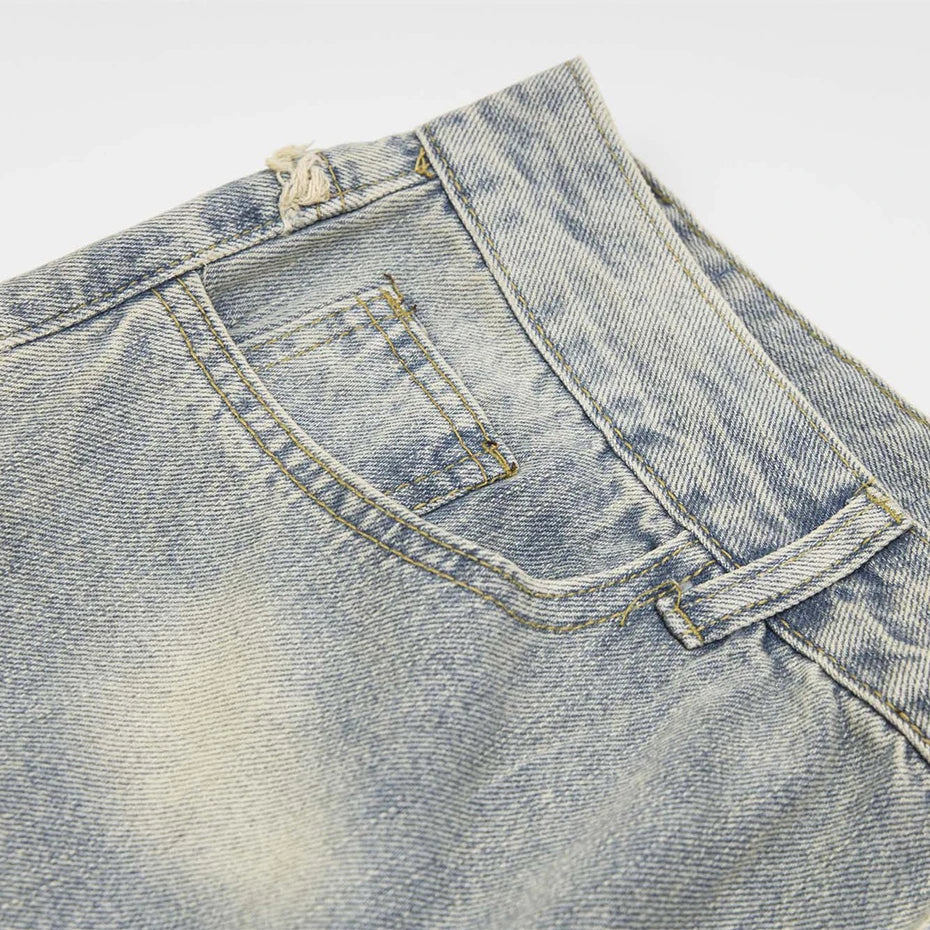 vintage ripped patchwork baggy jeans mens streetwear hip hop loose blue jeans trousers y2k distressed straight denim pants man urban skinny jeans
