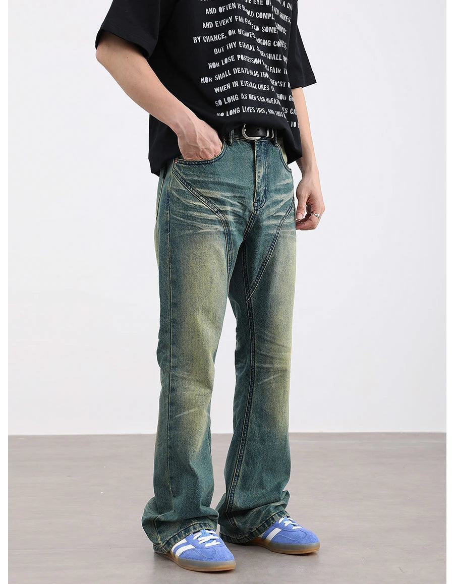 retro washed denim baggy jeans pants unisex hip hop fashion streetwear harajuku patchwork loose flare straight pants joggers men unique joggers style 1253