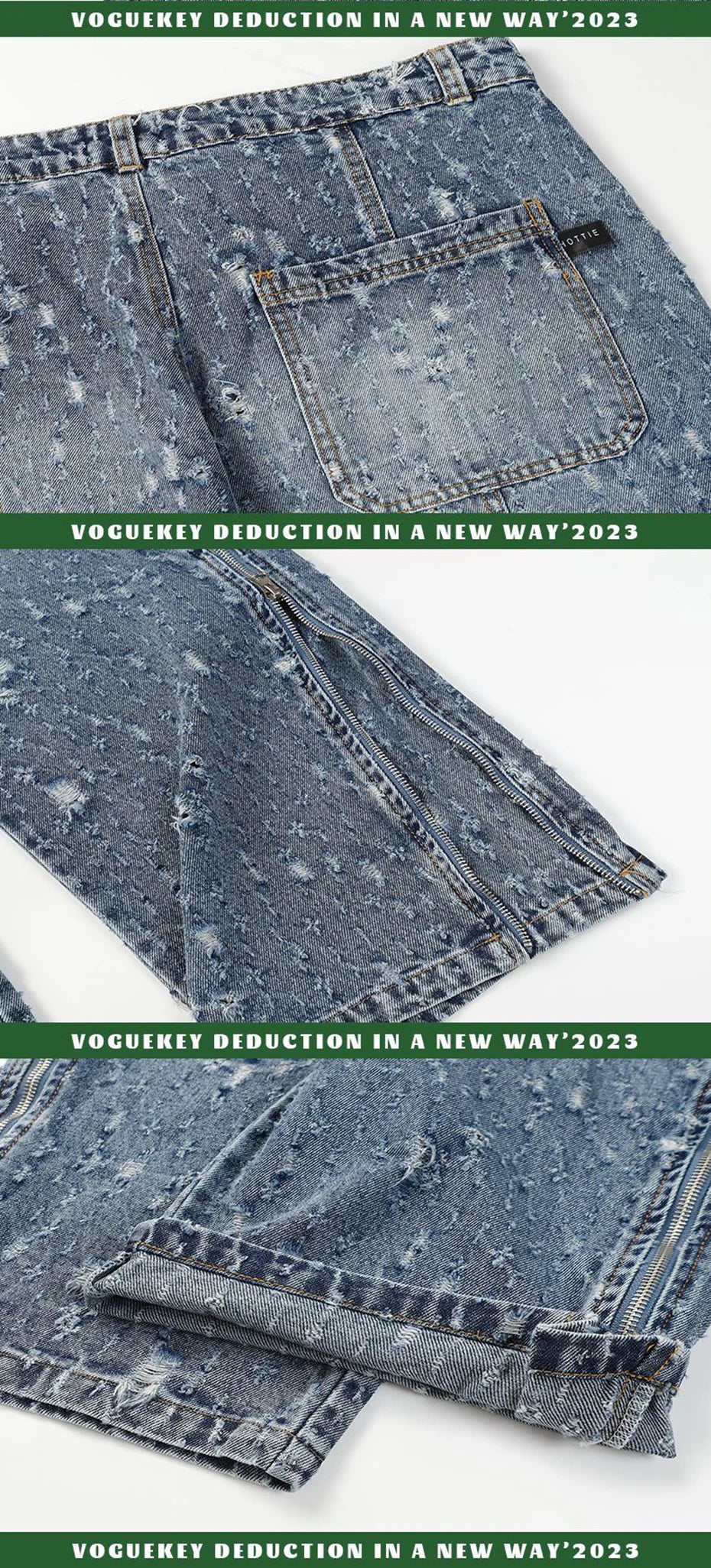 distressed ripped vintage blue baggy jeans men multi pocket cargo jeans casual loose denim pants streetwear harajuku jeans unique cargo style 5664