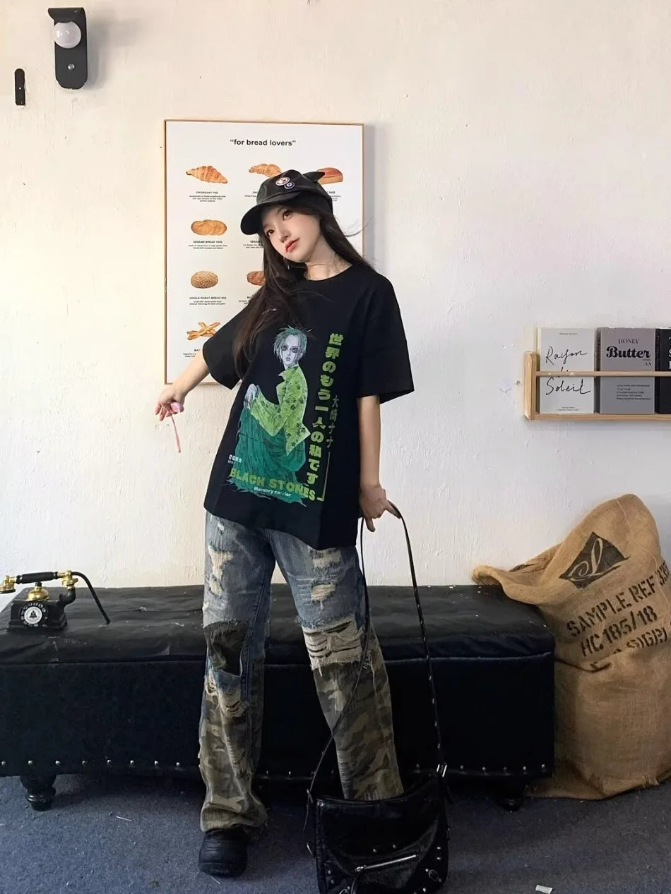 Trendy Camo Cowboy Cargo Pants Mens Spring Autumn Elasticity Fashion Harajuku Patchwork Straight Jeans New Washed Denim Trousers Street King Limited