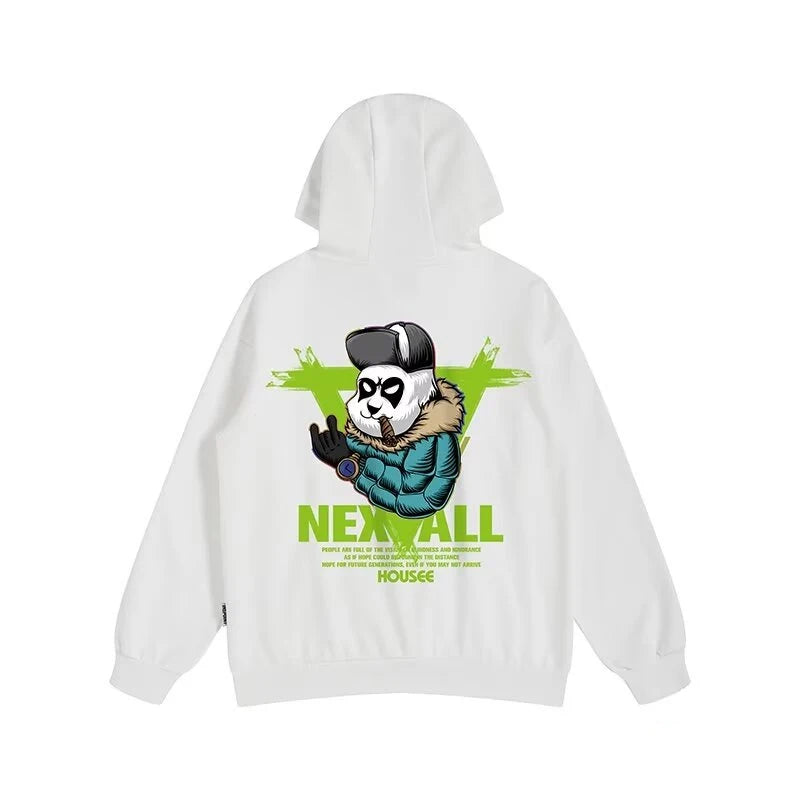 Autumn Punk Panda Printed Hoodie For Men New in Harajuku Fashion Fleece Hooded Sweatshirts Y2K Streetwear Oversized Clothing Street King Limited