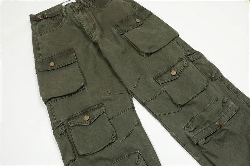 unisex hip hop pants retro cargo pant streetwear multi pockets zipper harajuku joggers new casual loose straight baggy trousers unique joggers style 1075
