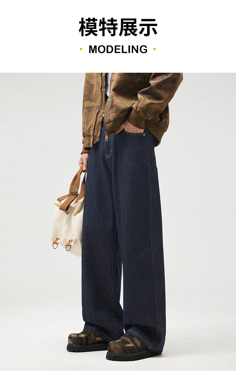classic primary color jeans mens loose casual straight cleanfit fashion denim jeans pants man streetwear jeans trousers unique jeans style 1864