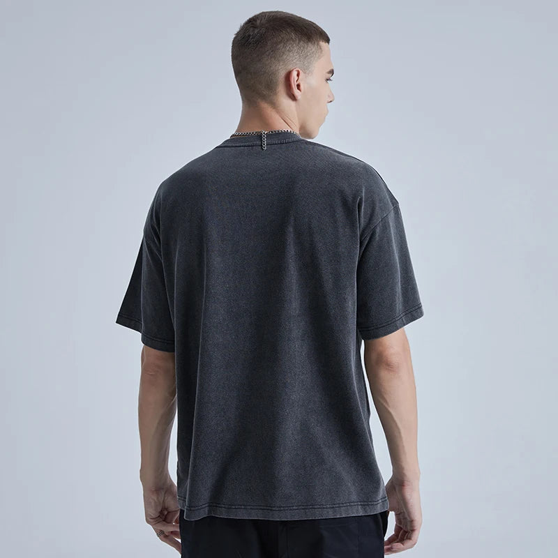 Rainbowtouches Washed Men's Oversized T Shirt Vintage Unisex Print Design Shirt High Street Graphic Fashion Loose Mens T Shirts Street King Limited