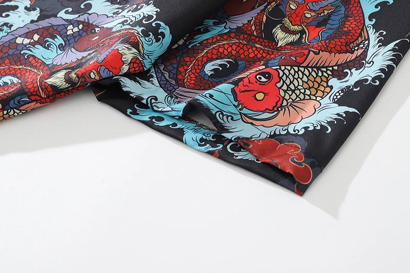Streetwear Dragon Print Hawaiian Shirt Mens Hip Hop Harajuku Streetwear Button Up Dragon Print Hawaiian Shirt Mens Hip Hop Harajuku Streetwear Button Up Beach Shirt Chinese Style Short Sleeve Casual Tops Shirt Fashion Sweater Jacket With Graphic Design For Men