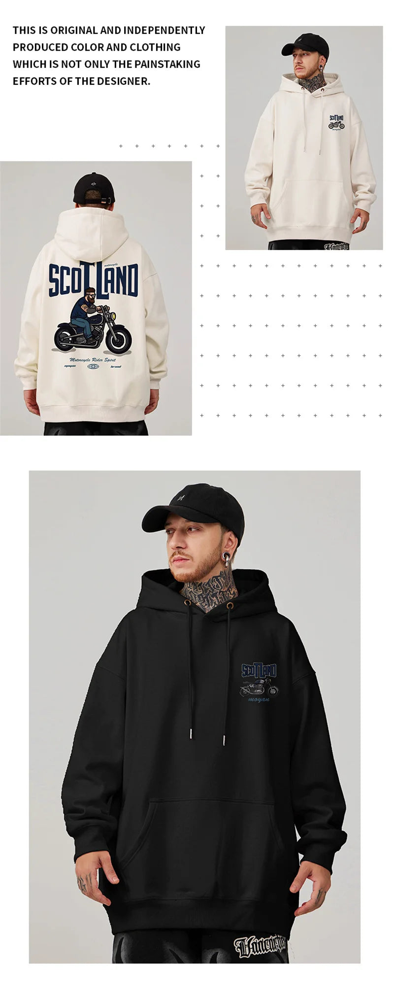 Autumn Motorcycle Men's Printed Hoodies Hip Hop Fashion Streetwear Baggy Sweatshirts Hombre Vintage Pullover Fleece Y2K Hoodie Street King Limited