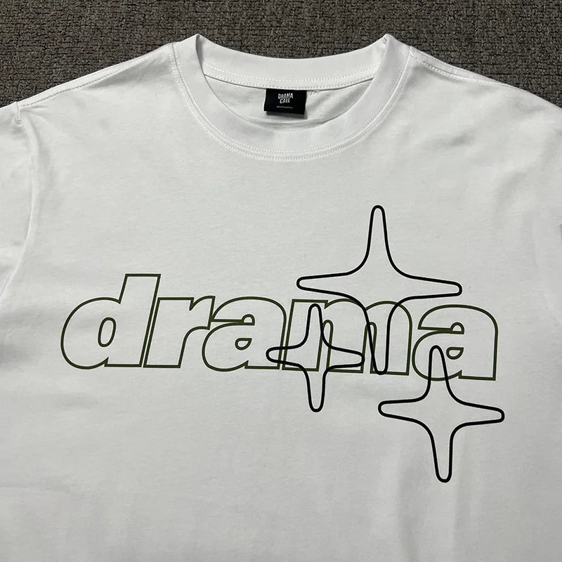 2024ss Drama Call T-shirt Men Women 1:1 High Quality Stars Letter Print Fashion Street Lovers Casual Tops Tee Street King Limited