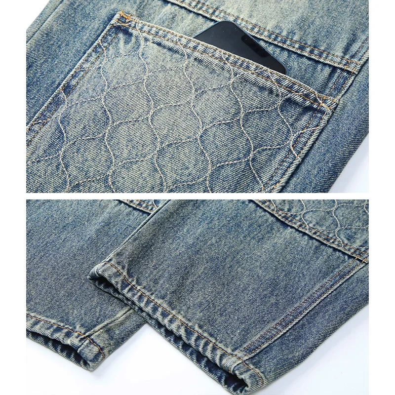 men streetwear fashion loose casual plus size denim harem jeans pant cityboy retro splice pocket cargo jeans trousers 40 38 utility cargo pants