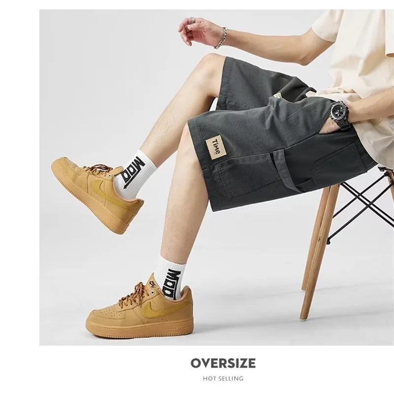summer american casual retro shorts for men 2025 new loose straight short sweatpant streetwear fashion five point baggy bermudas unique joggers style 339