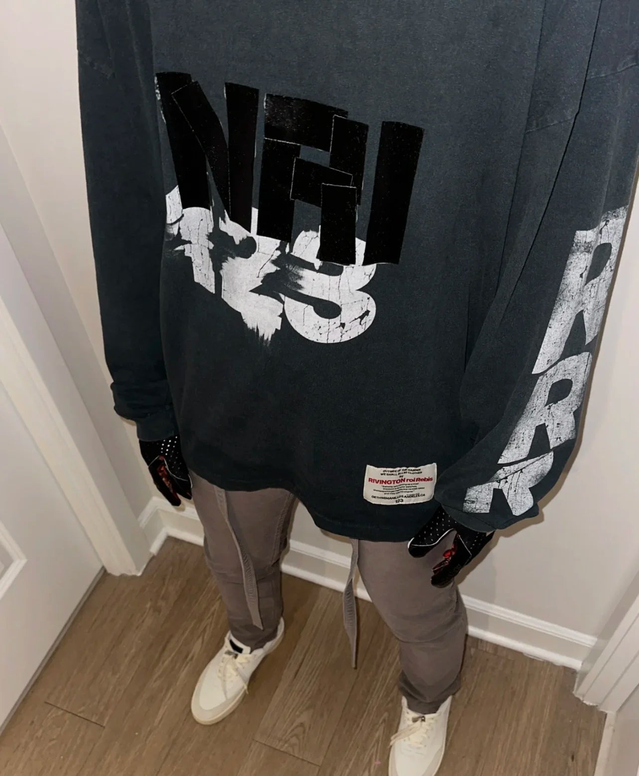 Summer Retro 123 Letter Print Brand Fashion High-Street Hip-Pop Casual Loose Cotton Long Sleeve T Shirt Pullover Sweatshirt Street King Limited