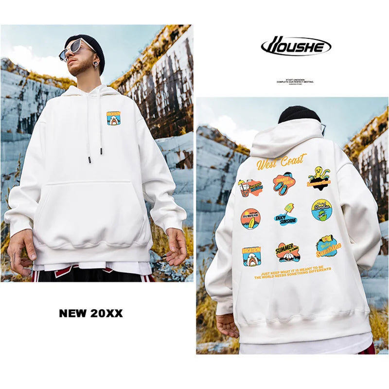 West Coast Graffiti Graphic Hoodie Sweatshirts Men Autumn Pullovers Hoodies Casual Male Y2K Streetwear Top Hip Hop Tracksuit Street King Limited
