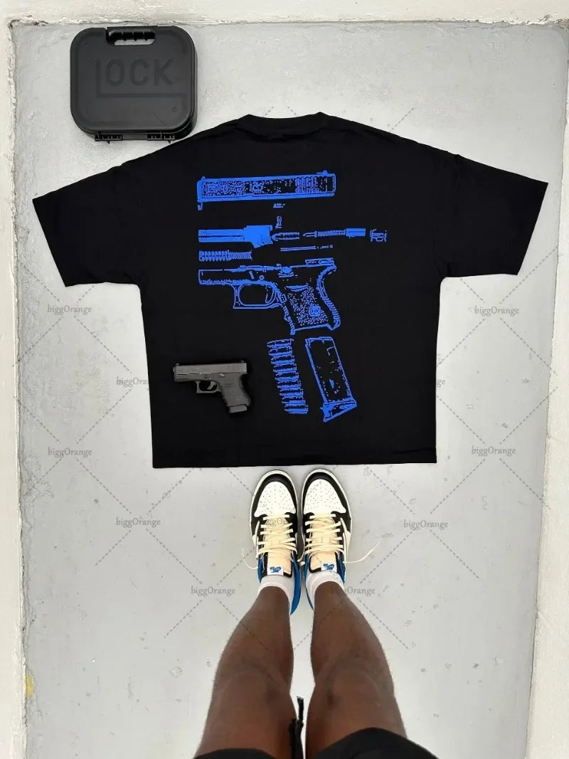 y2k Street Hip Hop Goth Letter Pattern Oversized T-Shirt Men's Retro Casual Versatile Short Sleeve Loose Round Neck Top Women Street King Limited