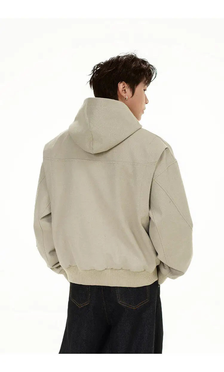 spring autumn hood bomber jacket men streetwear fashion loose casual hooded short cargo jacket cityboy coat outerwear unique cargo style 245
