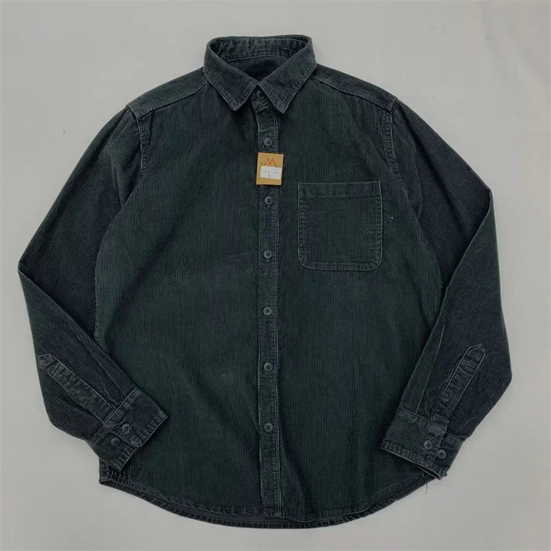 Streetwear Autumn American Casual Corduroy Long Sleeve Shirt For Men Retro Loose Autumn American Casual Corduroy Long Sleeve Shirt For Men Retro Loose Lapel Cargo Shirts 2025 New Korean Fashion Y2K Camisas Fashion Sweater Jacket With Graphic Design For Men