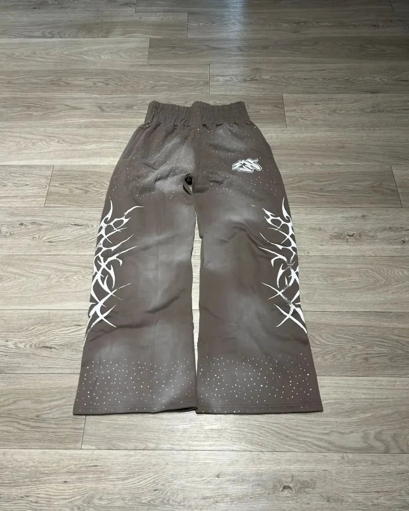 y2k american high street brand fashion loose floor length pants men harajuku retro gothic punk printed oversized trousers women unique default style 3643