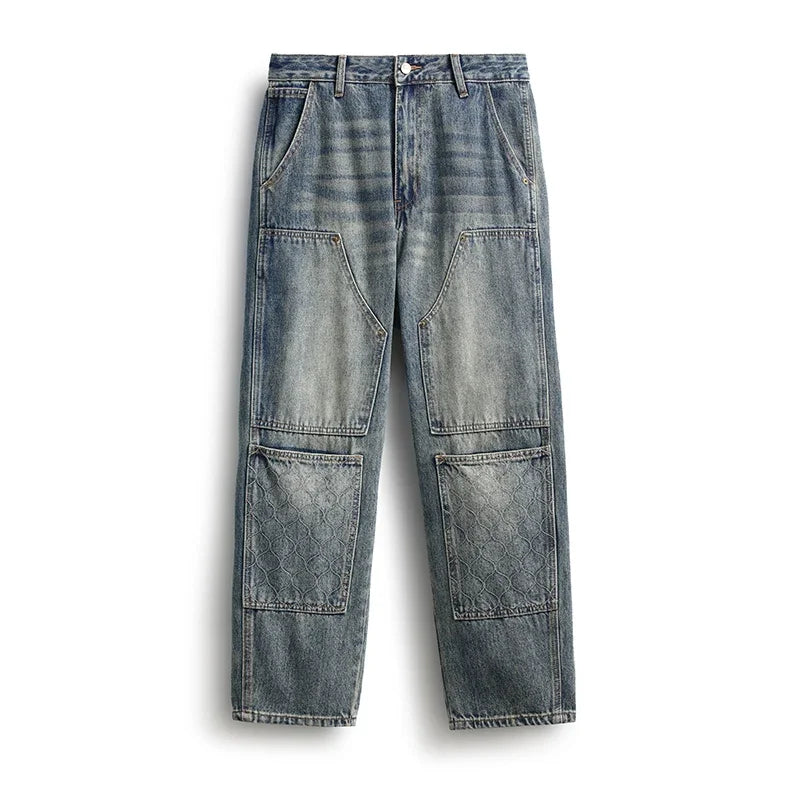 men streetwear fashion loose casual plus size denim harem jeans pant cityboy retro splice pocket cargo jeans trousers 40 38 unique cargo style 3070