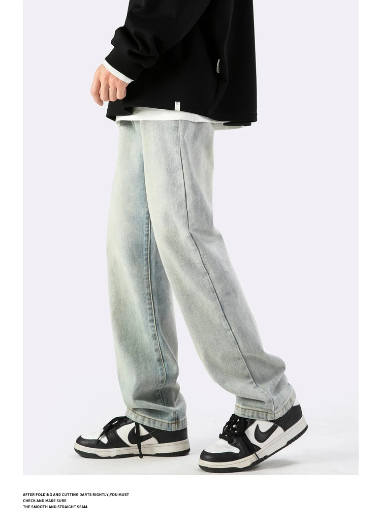 fashion loose streetwear denim basic pants unisex casual zipper jean pant hip hop trousers joggers men straight jeans traf homme unique joggers style 1393