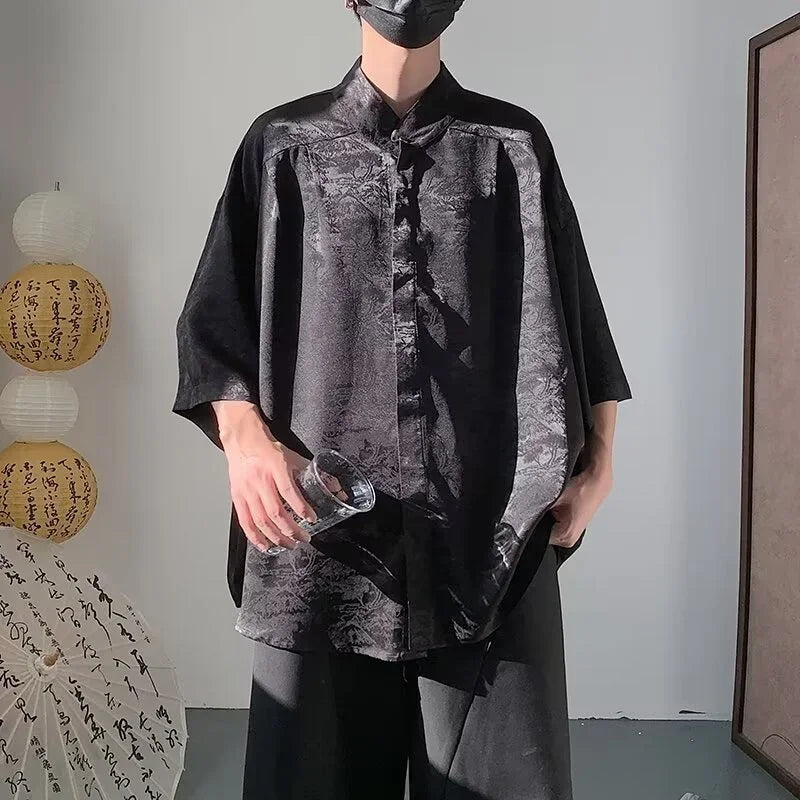 Streetwear New Chinese Style Hawaiian Flower Shirts For Men Short Sleeve T Shirts New Chinese Style Hawaiian Flower Shirts For Men Short Sleeve T Shirts 2024 Summer 3D Graphic Shirt Y2K Streetwear Mens Blouse Fashion Sweater Jacket With Graphic Design For Men