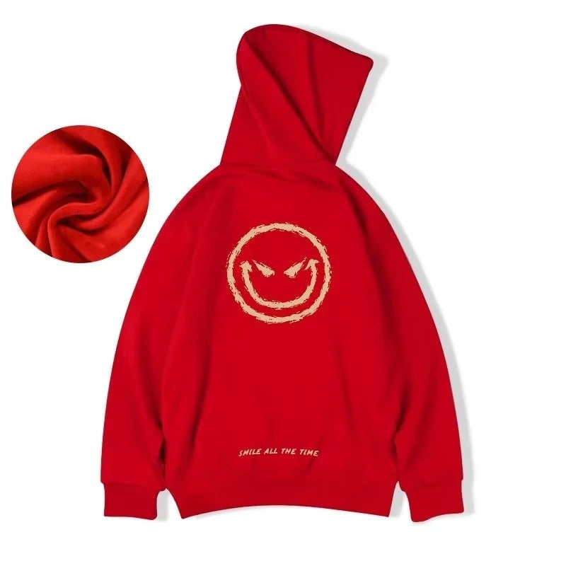 Autumn Smile Print graphic hoodies Harajuku Fashion Casual Cool Hoody Men Streetwear Funny Hoodie Couples Hip Hop y2k Clothes Street King Limited