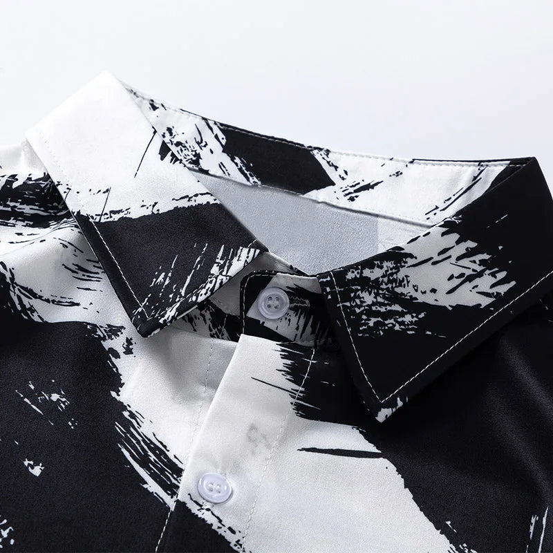 Men Hawaiian Short Sleeve Shirts Graffiti Print Thin Street Loose Blouse Summer Beach Casual Holiday Tops Y2K Korean Shirt Street King Limited