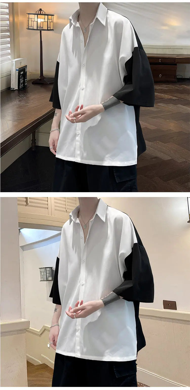 Summer Short Sleeve Shirt Men Fashion Oversized Ice Silk Shirt Men Streetwear Loose Dress Shirts Mens Hawaiian Shirt M-3XL Street King Limited