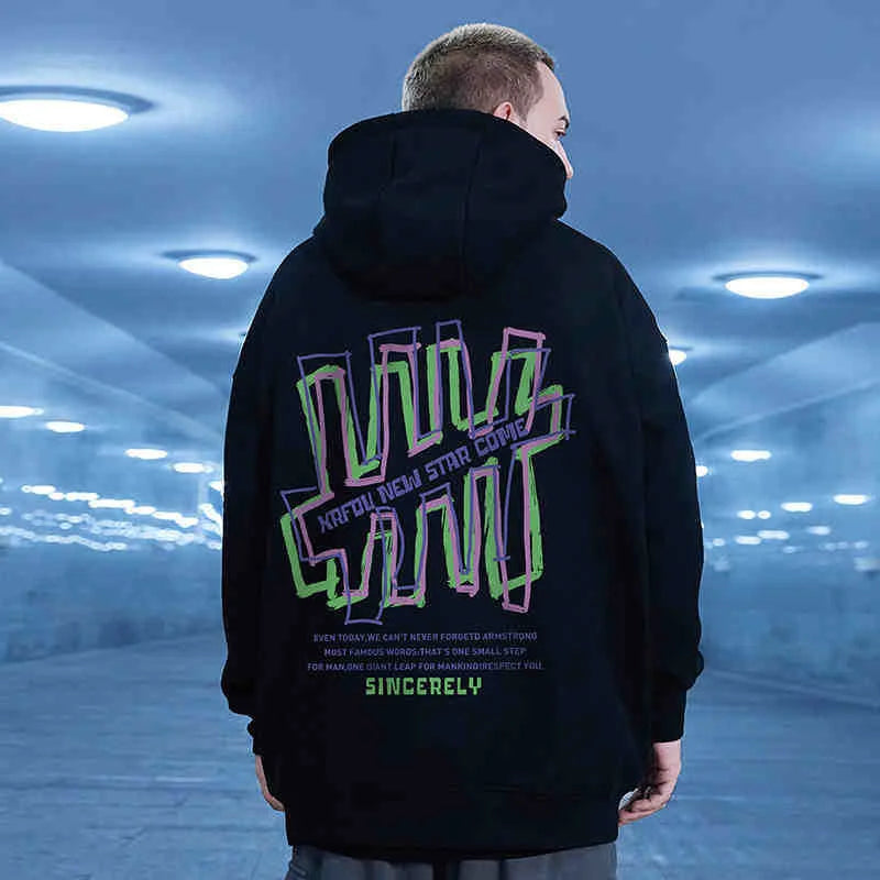 Retro Graffiti Letter Print Letter Pullover Hoodies Men's Streetwear Oversized Fleece Hooded Sweatshirts Casual Y2K Hoodie Street King Limited