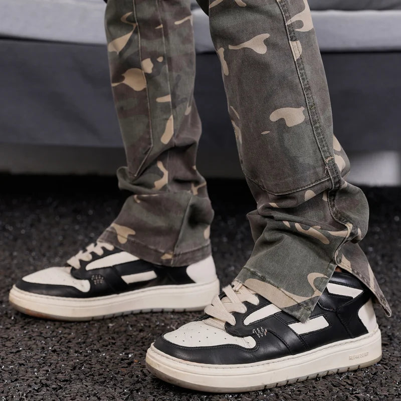 mens hip hop streetwear denim pants fashion camouflage pants 2023 harajuku cotton zipper joggers slim fit jeans trousers pants casual joggers