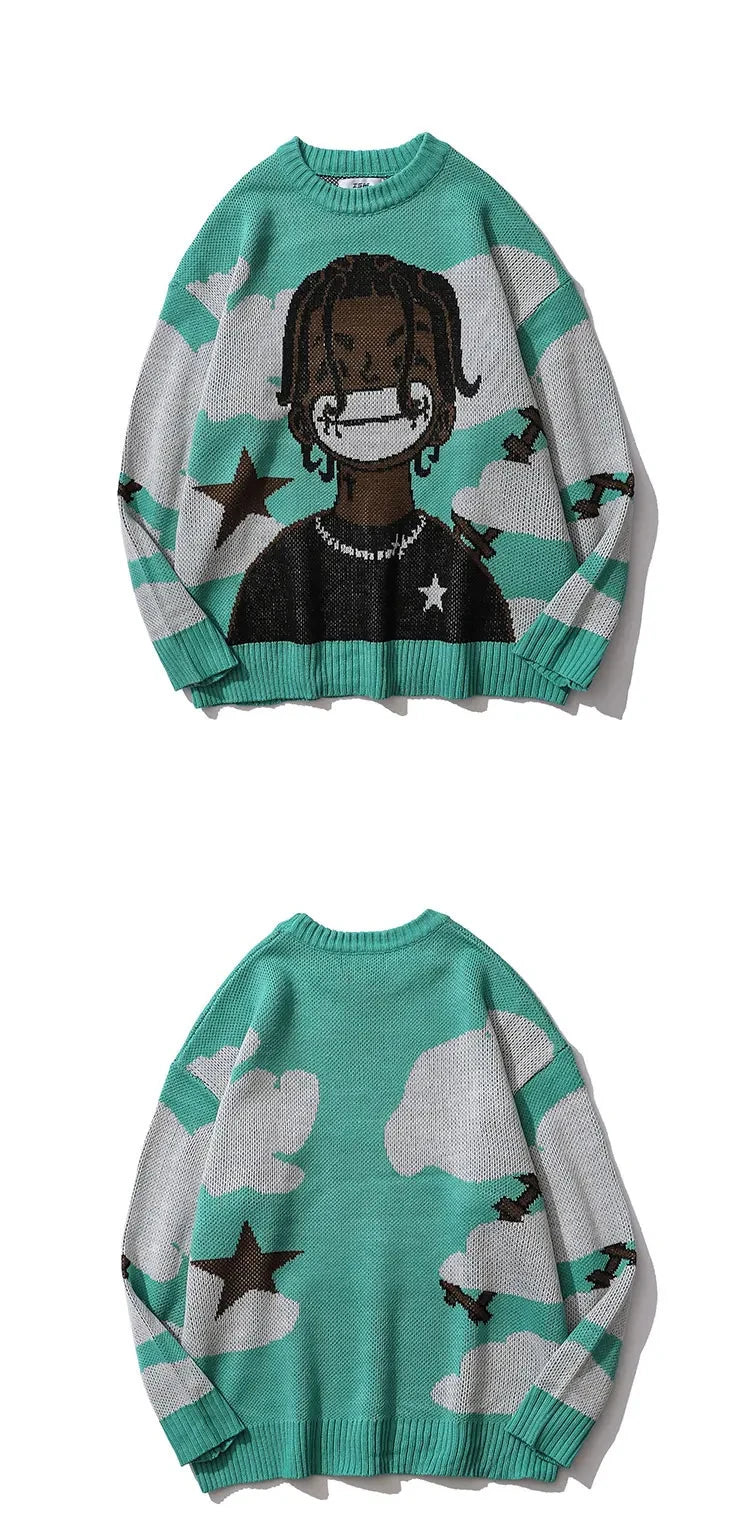 Traf-2024 Women's Sweater zssiibo Official Website Autumn New y2k Anime Cartoon Pattern Hoodie Women's Clothing Sales Street King Limited
