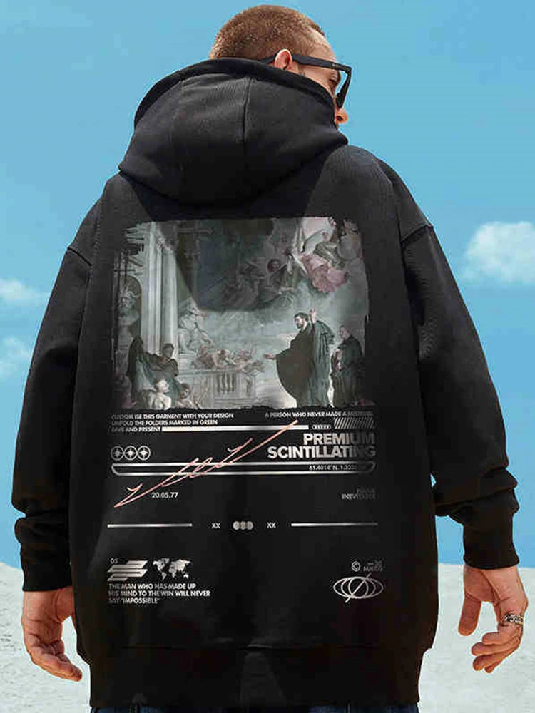 Gothic Print Men Hoodies Japanese Harajuku Fashion Hooded Sweatshirts Male Casual Y2K Hoodie 2025 Autumn Loose Sudaderas hombre Street King Limited