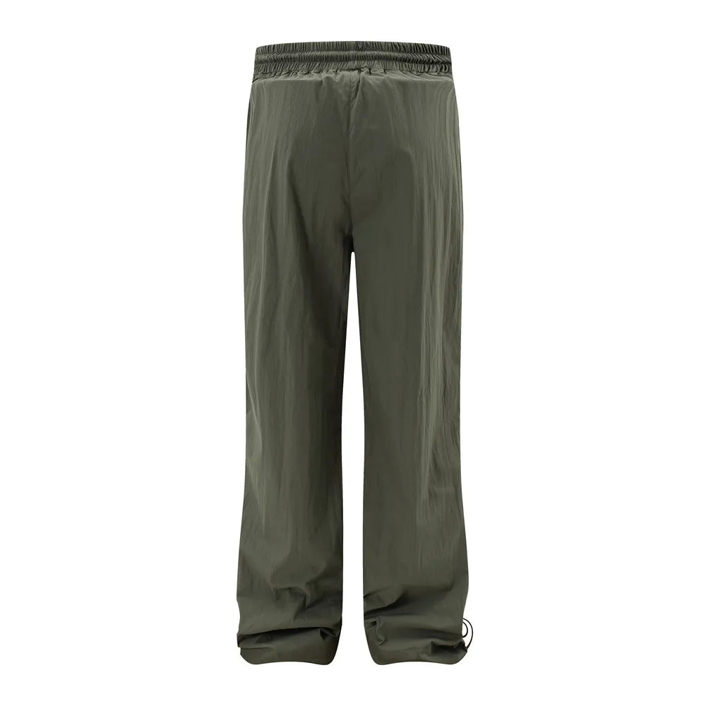 Men Solid Color Pants Y2K Pleated Joggers Baggy Pants Hip Hop Casual Drawstring Waist Quick Drying Trousers Street King Limited