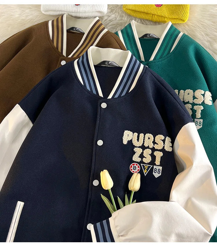 bomber jacket men women high quality suede fabric ins hip hop streetwear varsity jackets new brand baseball coat unique default style 5105