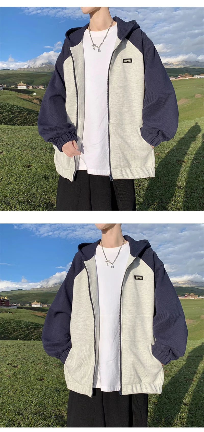 Oversized Flame Graphic Hoodie for Men