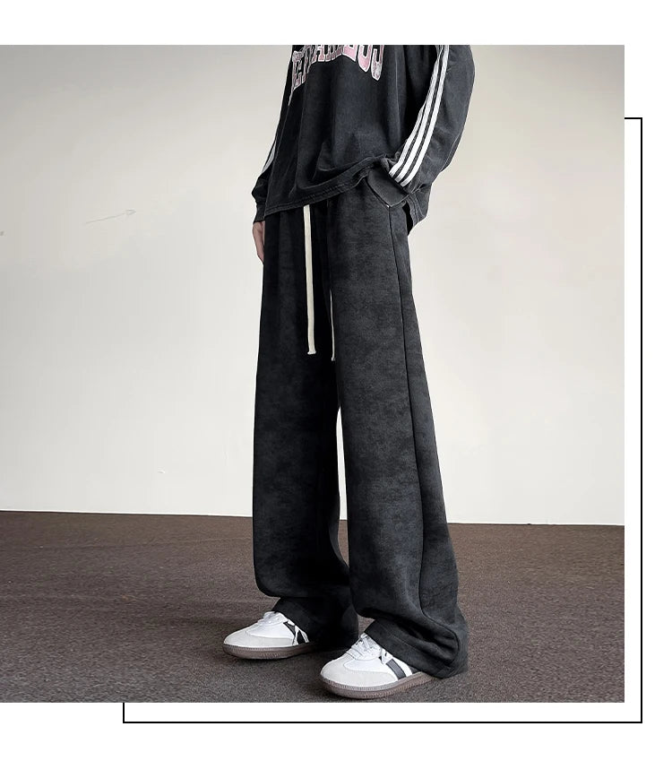 harajuku streetwear tie dye casual pants men women wide leg straight mopping trousers oversize korean fashion drawstring pants unique default style 1306