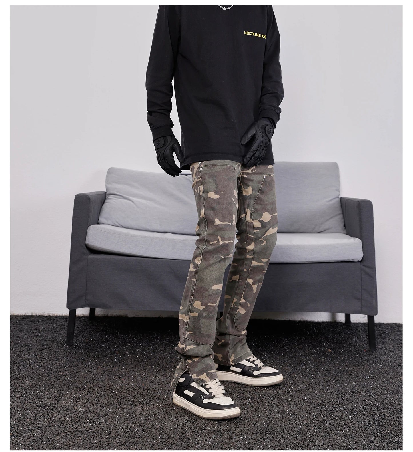 mens hip hop streetwear denim pants fashion camouflage pants 2023 harajuku cotton zipper joggers slim fit jeans trousers pants unique joggers style 1716