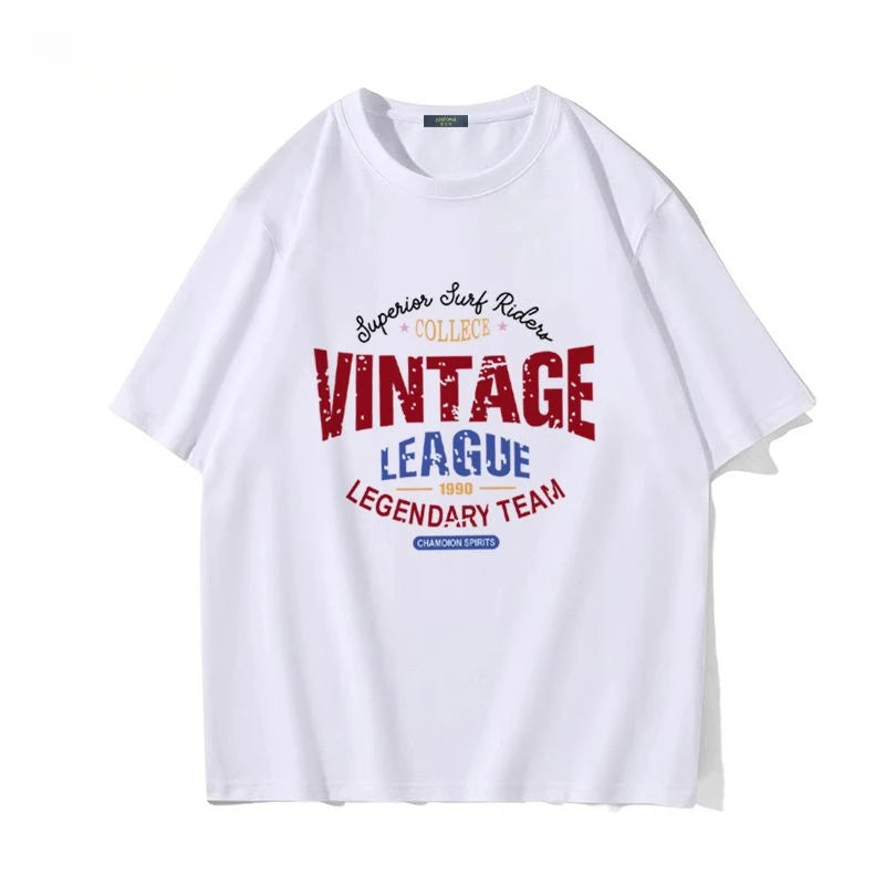 Korean pure cotton trendy brand letter printed short-sleeved T-shirts for men and women loose summer half-sleeved student tops Street King Limited