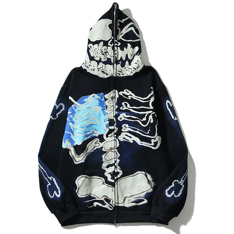 "Blue Bones" Unisex Men Women Streetwear Graphic Hoodie Daulet Apparel