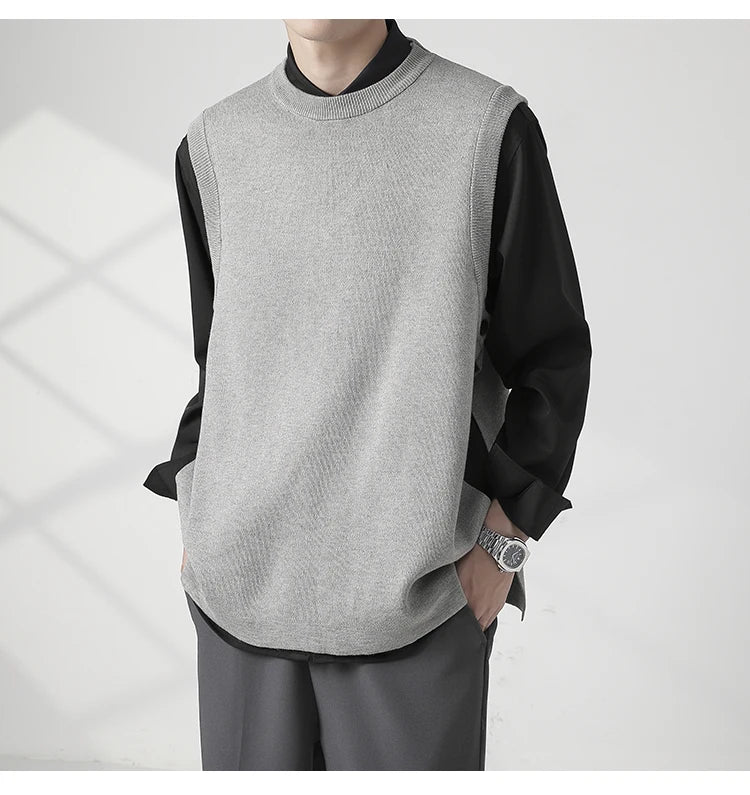 Slim Fit Sweater Vest Men Warm Fashion Casual Knitted Pullover Men Korean Loose Sleeveless Sweater Mens Jumper Clothes M-3XL Street King Limited
