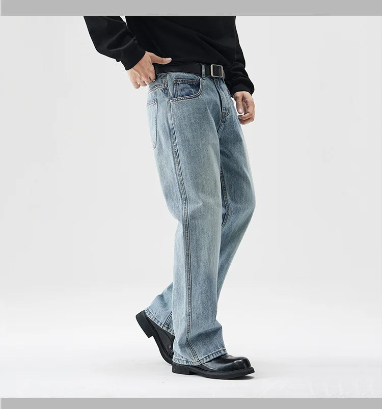 mens retro fashion high street loose casual denim micro flared pants jeans men streetwear plus size jeans trousers 28 40 unique jeans style 2576