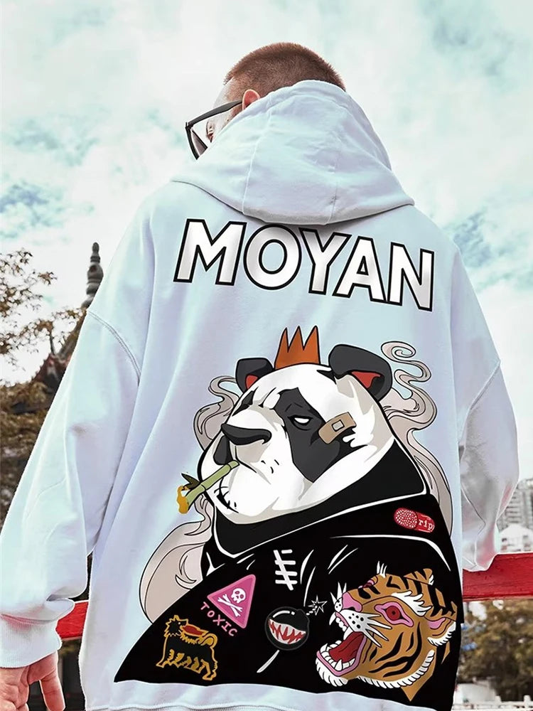 Wicked Panda Funny Graphic Print Men Pullover Hoodies 2025 Autumn Japanese Hip Hop Sweatshirts Casual Y2K Hoodie Streetwear Street King Limited