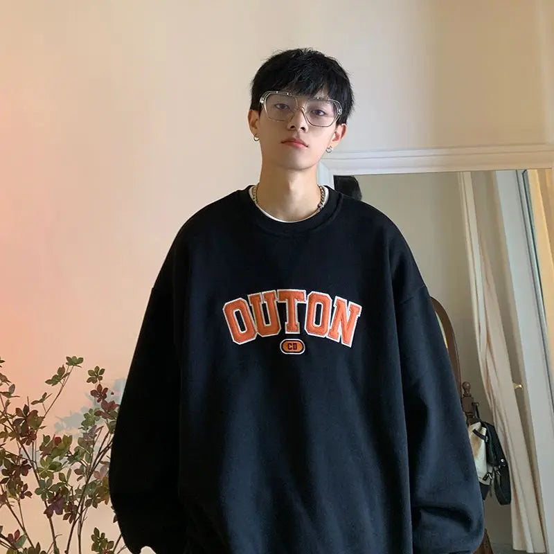 Trendy and Personalized Korean Round Neck Sweatshirt Men Spring Autumn New Y2K Thickened Trendy Brand Long-sleeved Top Jacket Street King Limited