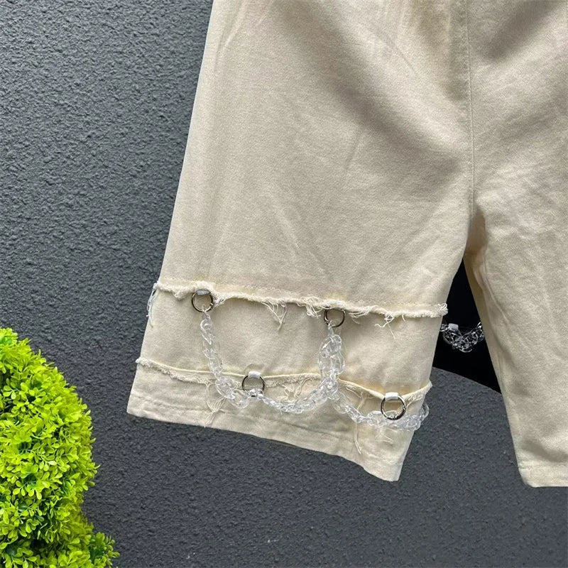 summer men suede straight shorts 2024 new y2k streetwear design drawstring bermudas hombre vintage baggy basketball shorts unique shorts style 3217
