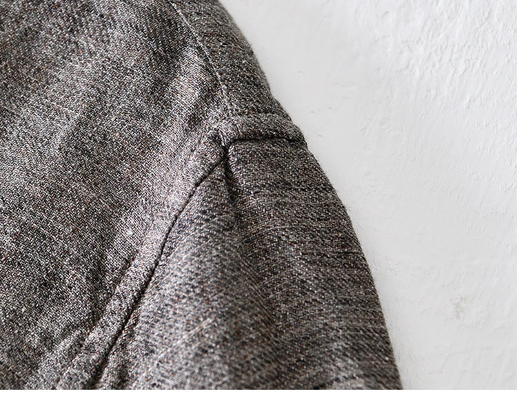 Vintage Linen Shirt Men Spring Autumn New Khaki Lapel Loose Long Sleeve Shirt Retro Casual Solid Breathable Cardigan Top Tees Street King Limited