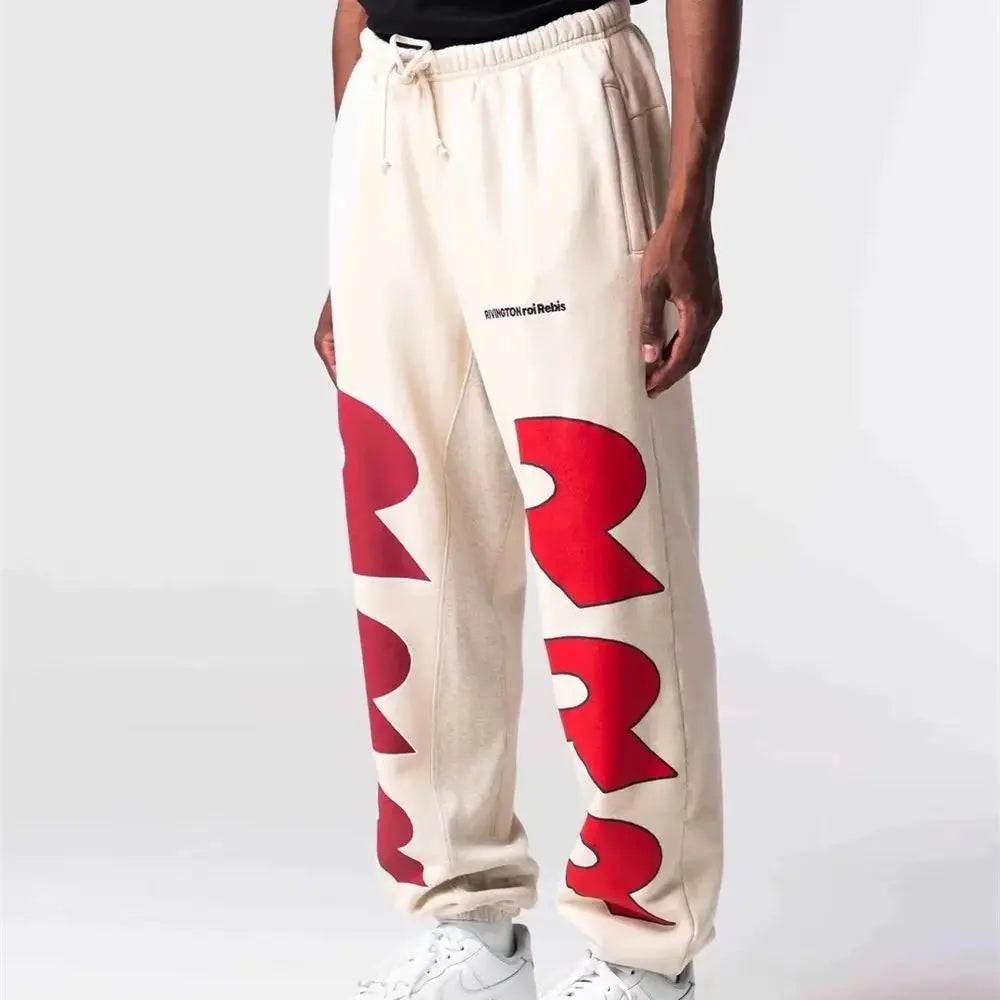 RRR123 24FW Sunshine Wash Brown Flower Grey Loose Drawstring Feet Guard Pants Street King Limited