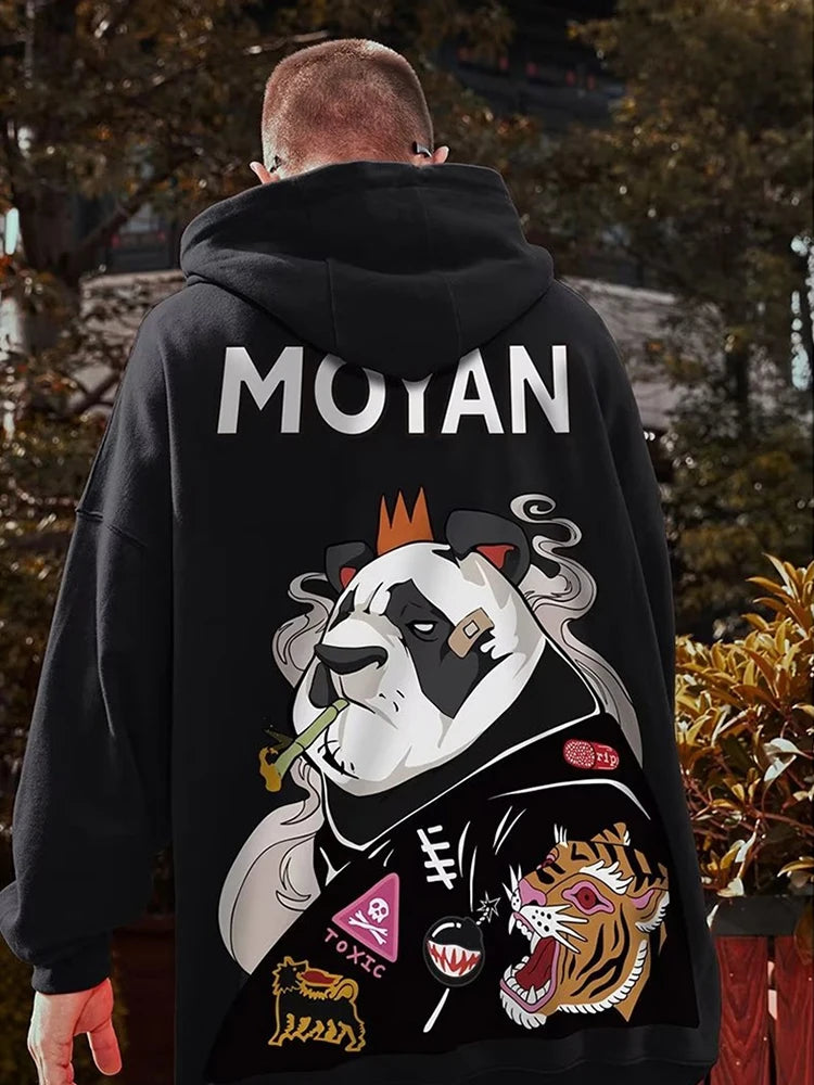 Wicked Panda Funny Graphic Print Men Pullover Hoodies 2025 Autumn Japanese Hip Hop Sweatshirts Casual Y2K Hoodie Streetwear Street King Limited