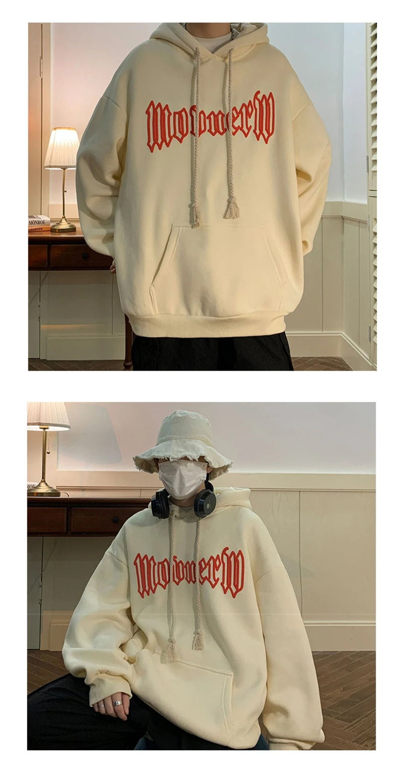 Autumn Vintage Gothic Letter Foam Printed Hooded Sweatshirts Hombre Casual Streetwear Hip Hop Hoodies Y2K Pullover Baggy Hoody Street King Limited